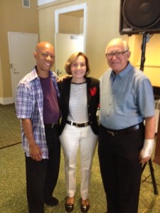 Illustrator and Author, Brian Pinkney with Director, Dr. Lesley M. Morrow, and Author, Seymour Simon at the Rutgers Center for Literacy Development Informational Literature Conference Day in July 2014